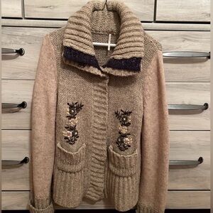 Super Cozy Free People Wool Cardigan w/ Knit Pockets